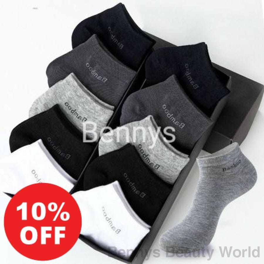 10 Pairs / Pack Men's High Quality Breathable Anti-Bacterial Ankle Socks Bennys Beauty World