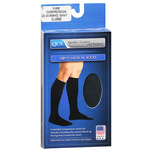 Qcs, QCS Men's Medical Socks Firm Compression X-Large Navy, 1 Pair