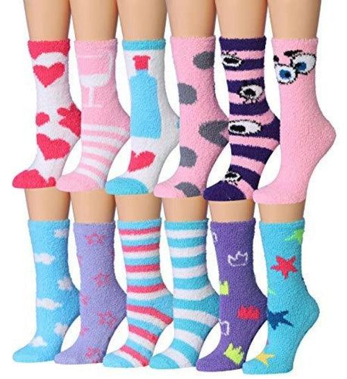 Tipi Toe Women's 12-Pairs Soft Fuzzy Anti-Skid Crew Socks - zoter Shop
