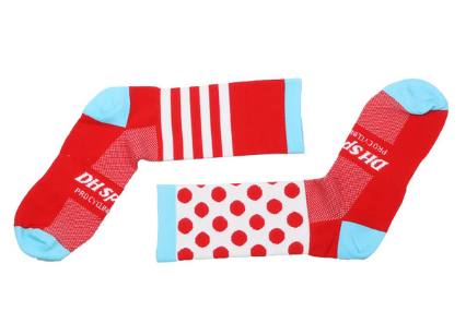Nylon Cycling Socks Red and Aqua