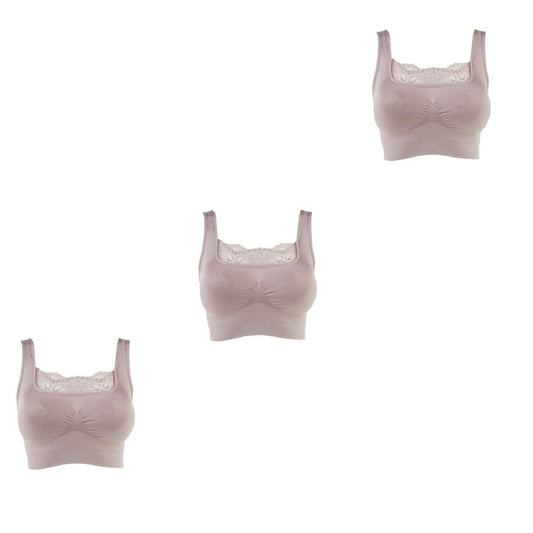 Rhonda Shear 3-pack Ahh Bra with Lace Inset and Removable Pads