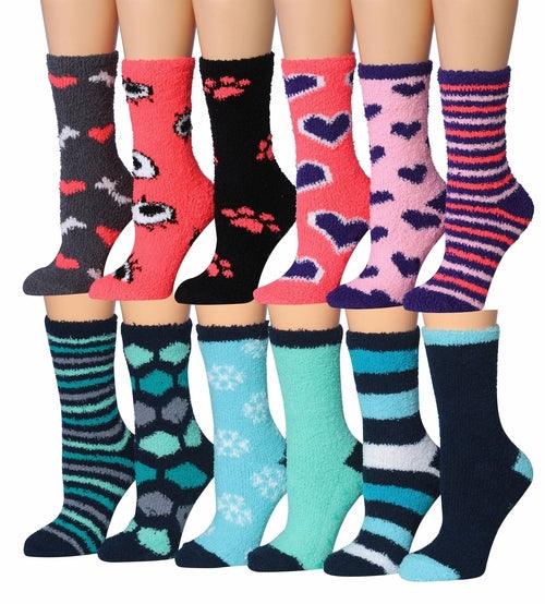 Tipi Toe Women's 12-Pairs Soft Fuzzy Anti-Skid Crew Socks - zoter Shop