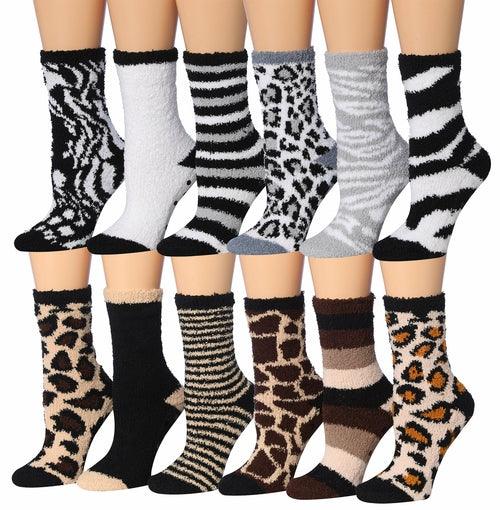 Tipi Toe Women's 12-Pairs Soft Fuzzy Anti-Skid Crew Socks - zoter Shop