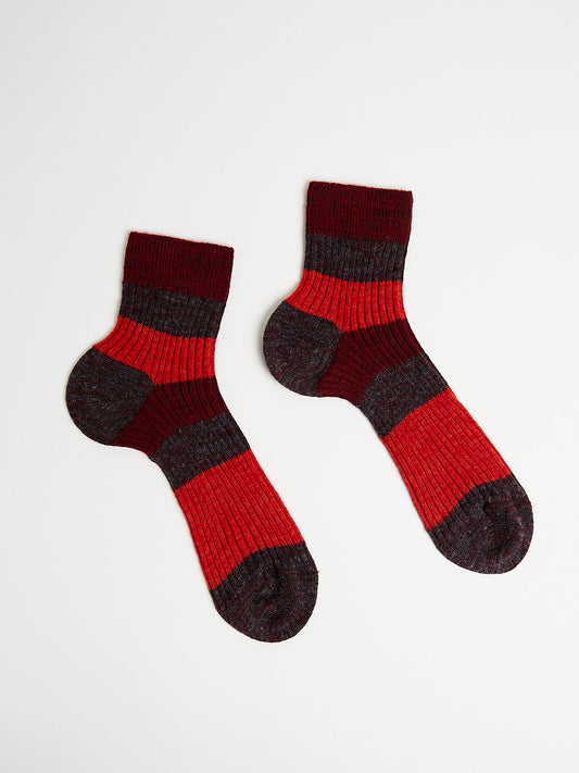 Striped Ankle Socks in Bordo/Ferro