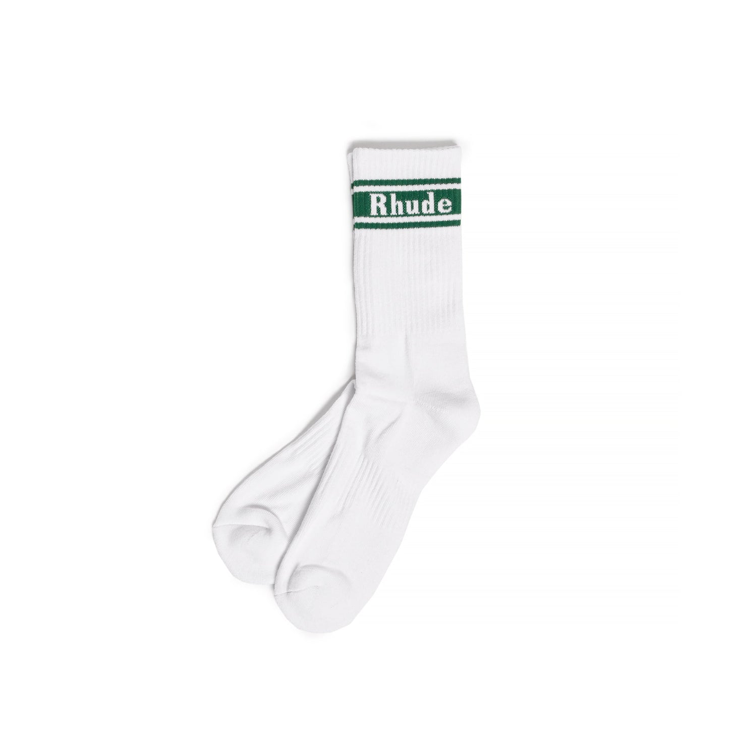 Rhude Mens Stripe Logo Sock 'White/Forest'