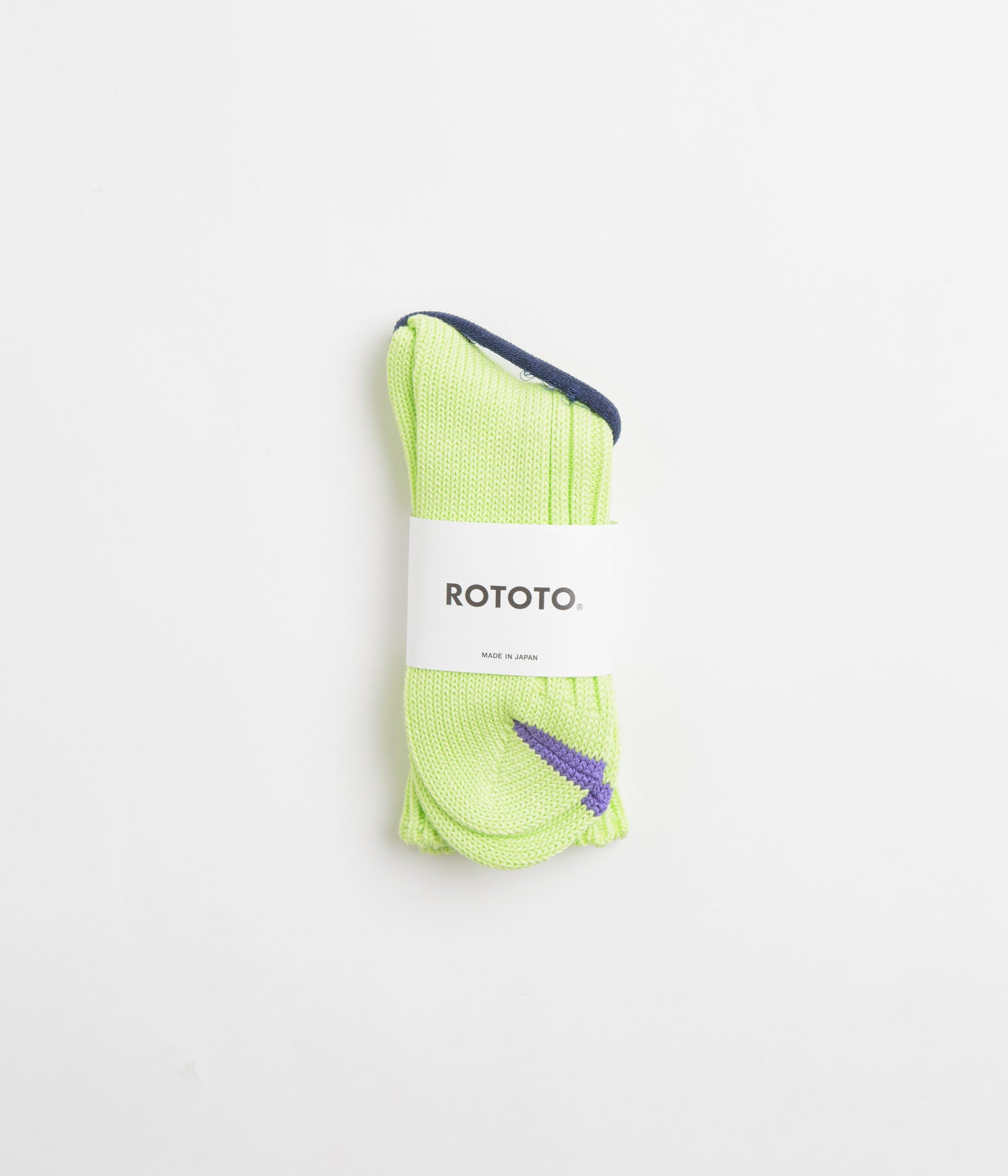 RoToTo Chunky Ribbed Crew Socks - Lime / Purple