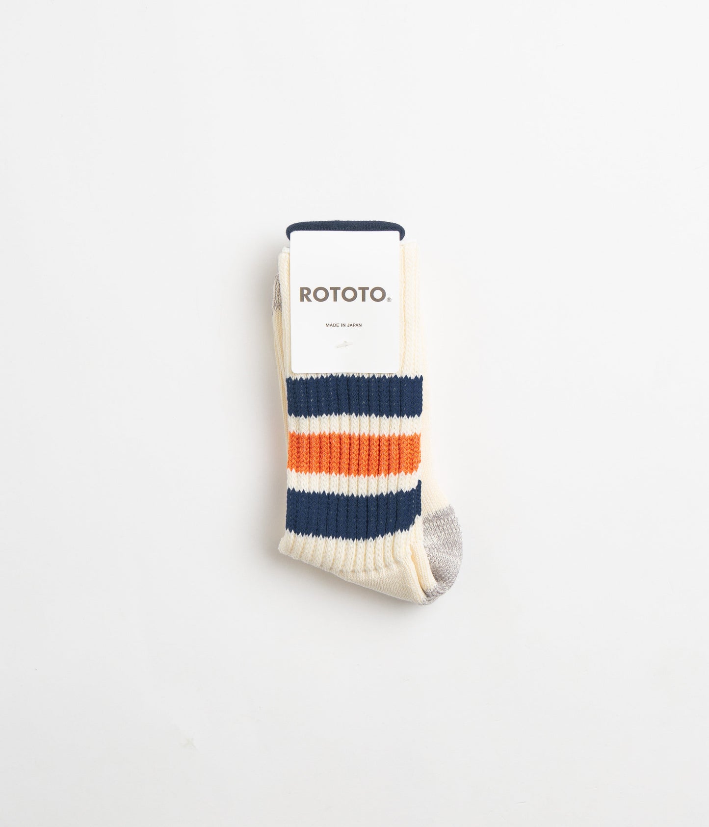RoToTo Coarse Ribbed Crew Socks - Blue / Orange