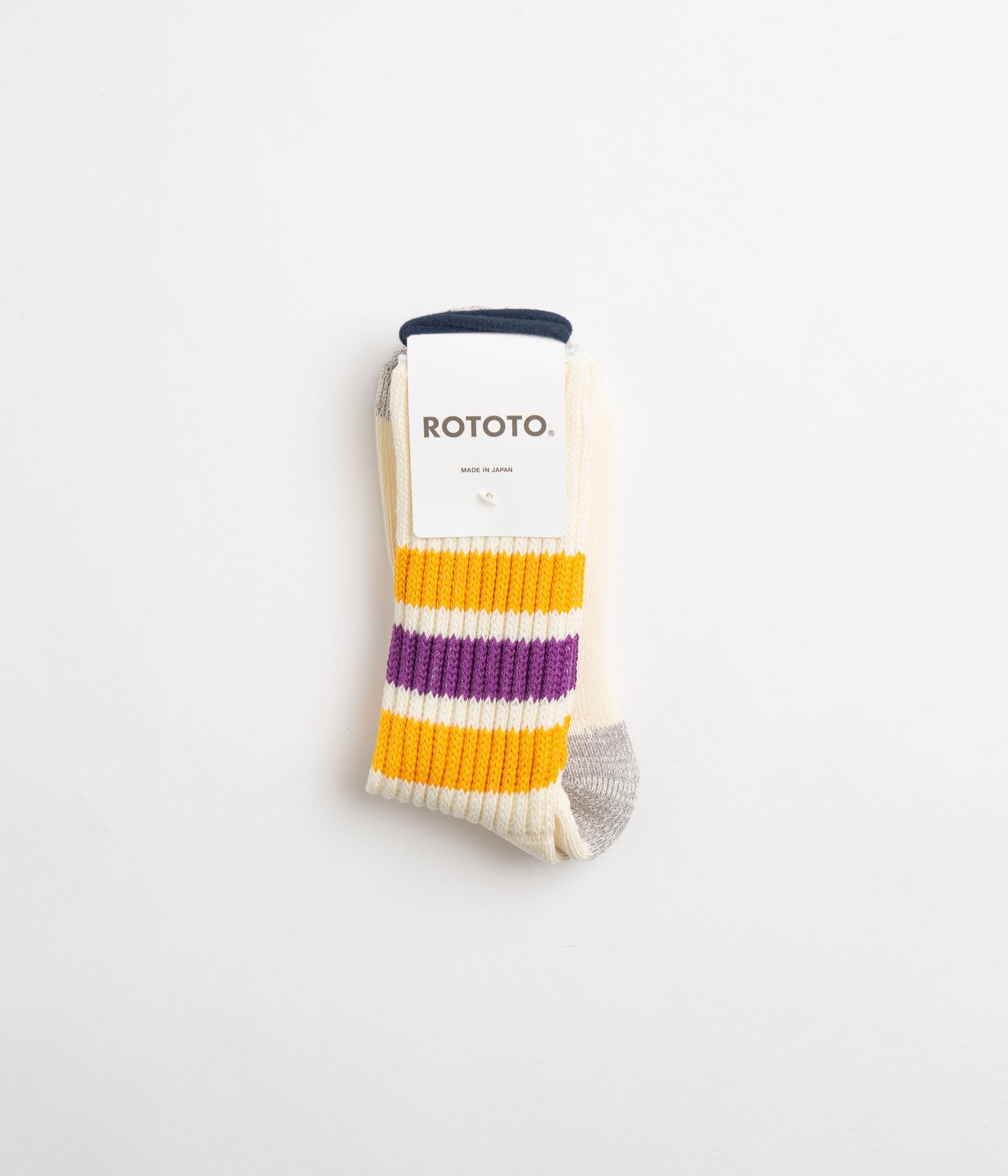RoToTo Coarse Ribbed Crew Socks - Yellow / Purple