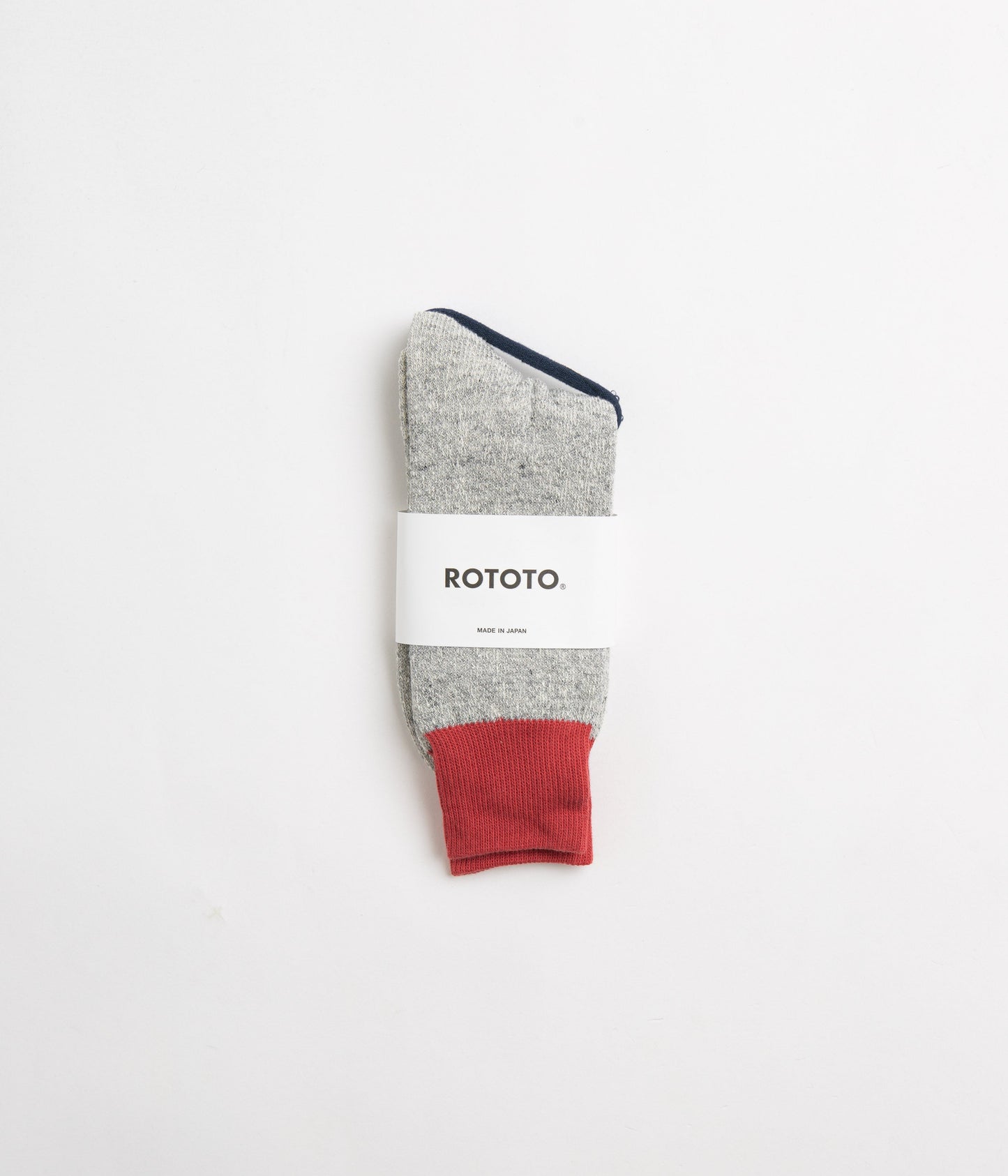 RoToTo Double Face Crew Socks - Red / Light Grey