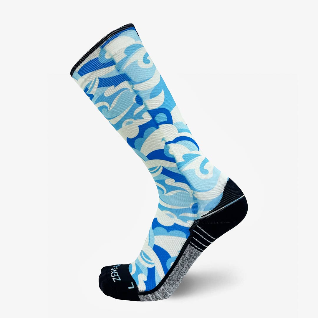 Tropical Surf Waves Compression Socks (Knee-High)
