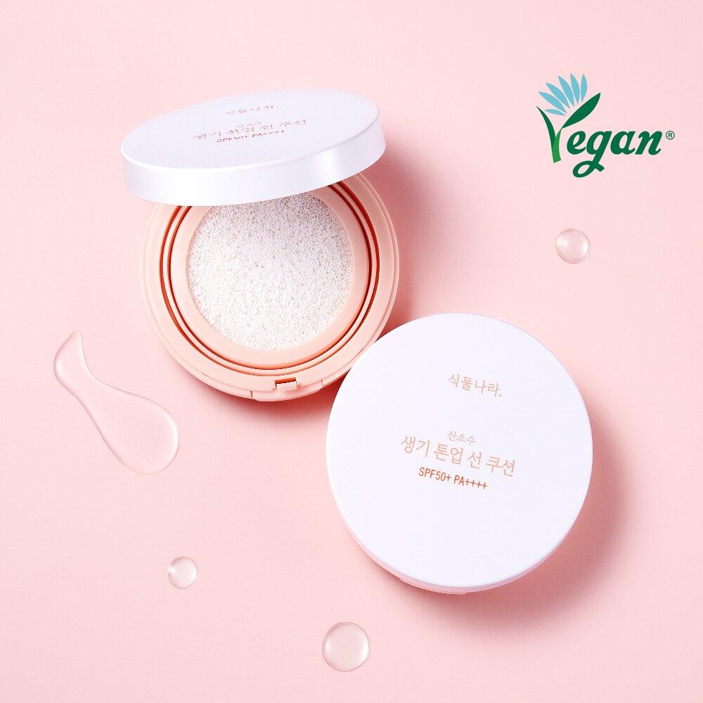 Shingmulnara Oxygen Water Tone Up Sun Cushion Special Set 02. Peach (Puff refill gift set)