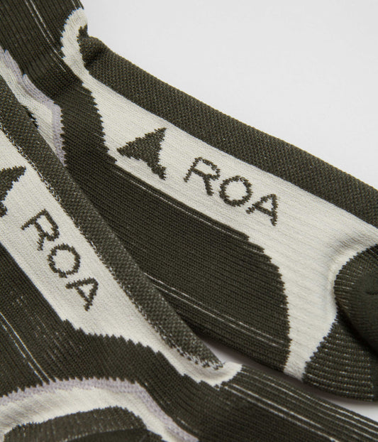 ROA Long Socks - Olive / Beige