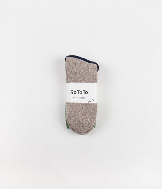 RoToTo Teasel Socks - Pale Green / Beige