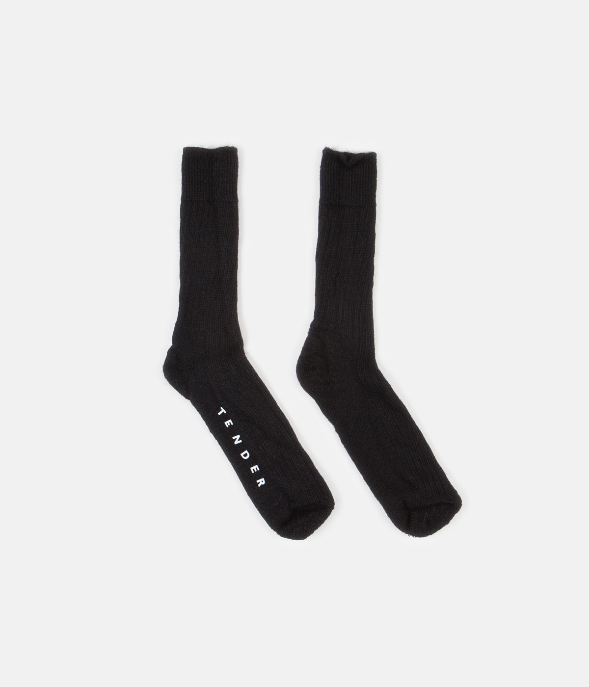 Tender Rib Calf Socks - Black Mohair