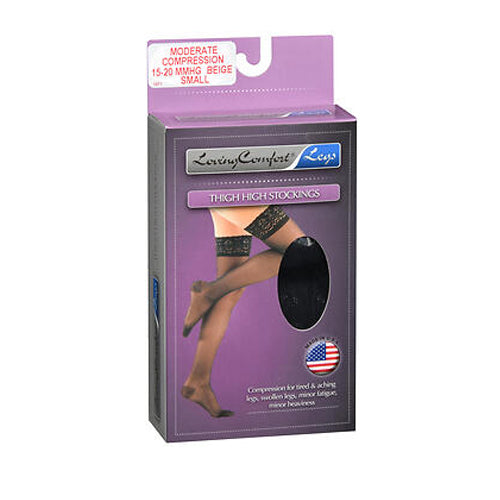 Scott Specialties, Loving Comfort Legs Thigh High Stockings Moderate Compression Beige Small, 1 Each