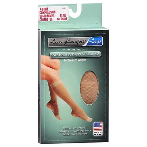 Scott Specialties, Loving Comfort Support Knee High Stockings X-Firm Compression Beige Large, 1 Each