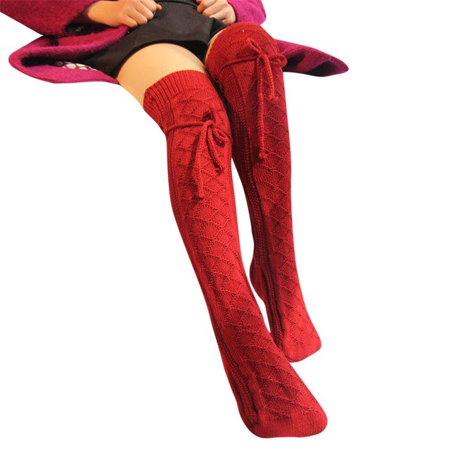 Thigh High Red Womens Socks