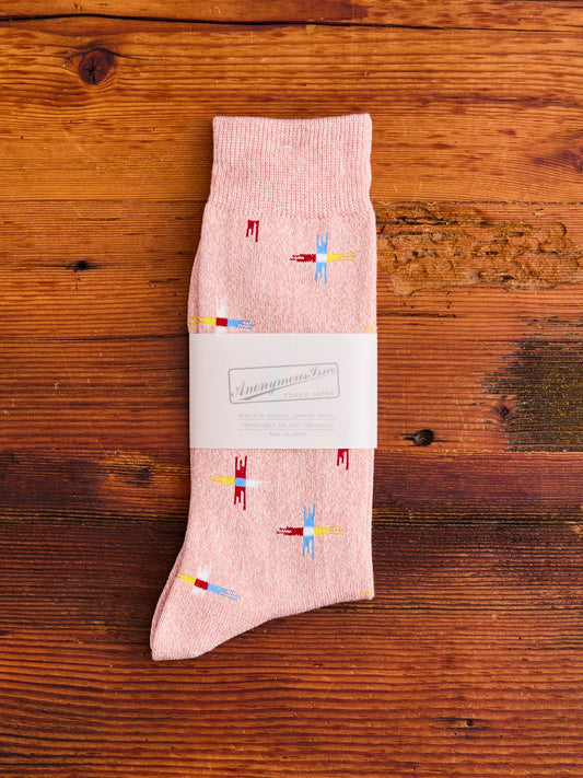 Sun Cross Crew Sock in Pink