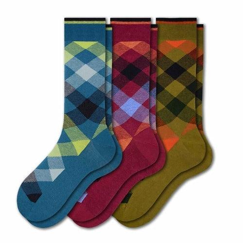 Men's Dress Casual 3 Pair Pack Combed Cotton Crew Argyle Socks - Zoter Shop