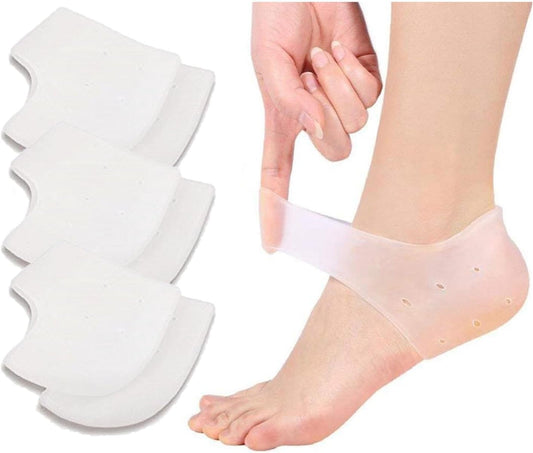 VivoFoot 3 Pairs Gel Heel Protectors, Silicone Heel Socks, Heel Sleeves, Heel Pain and Cracked Heels Relief for Men and Women