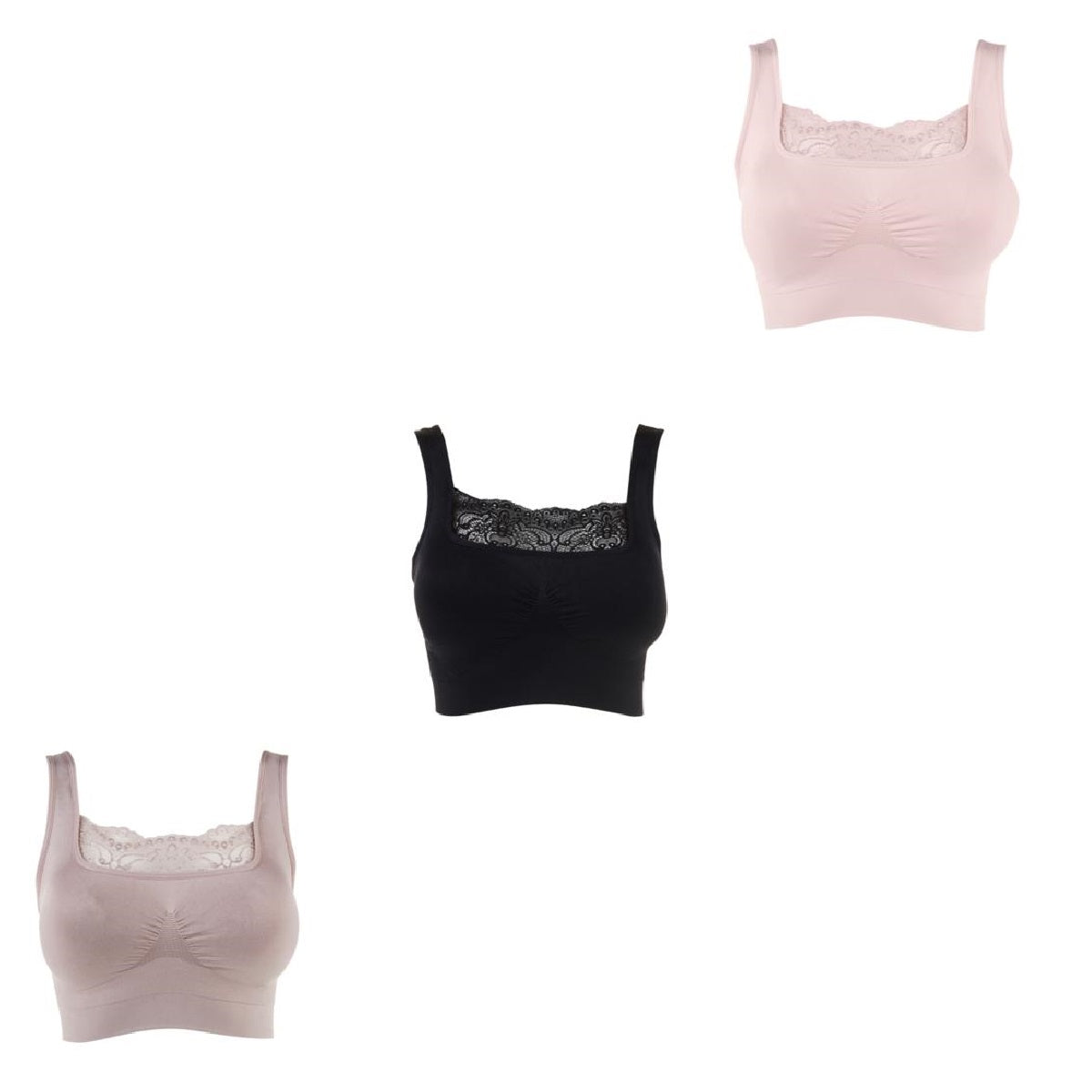 Rhonda Shear 3-pack Ahh Bra with Lace Inset and Removable Pads