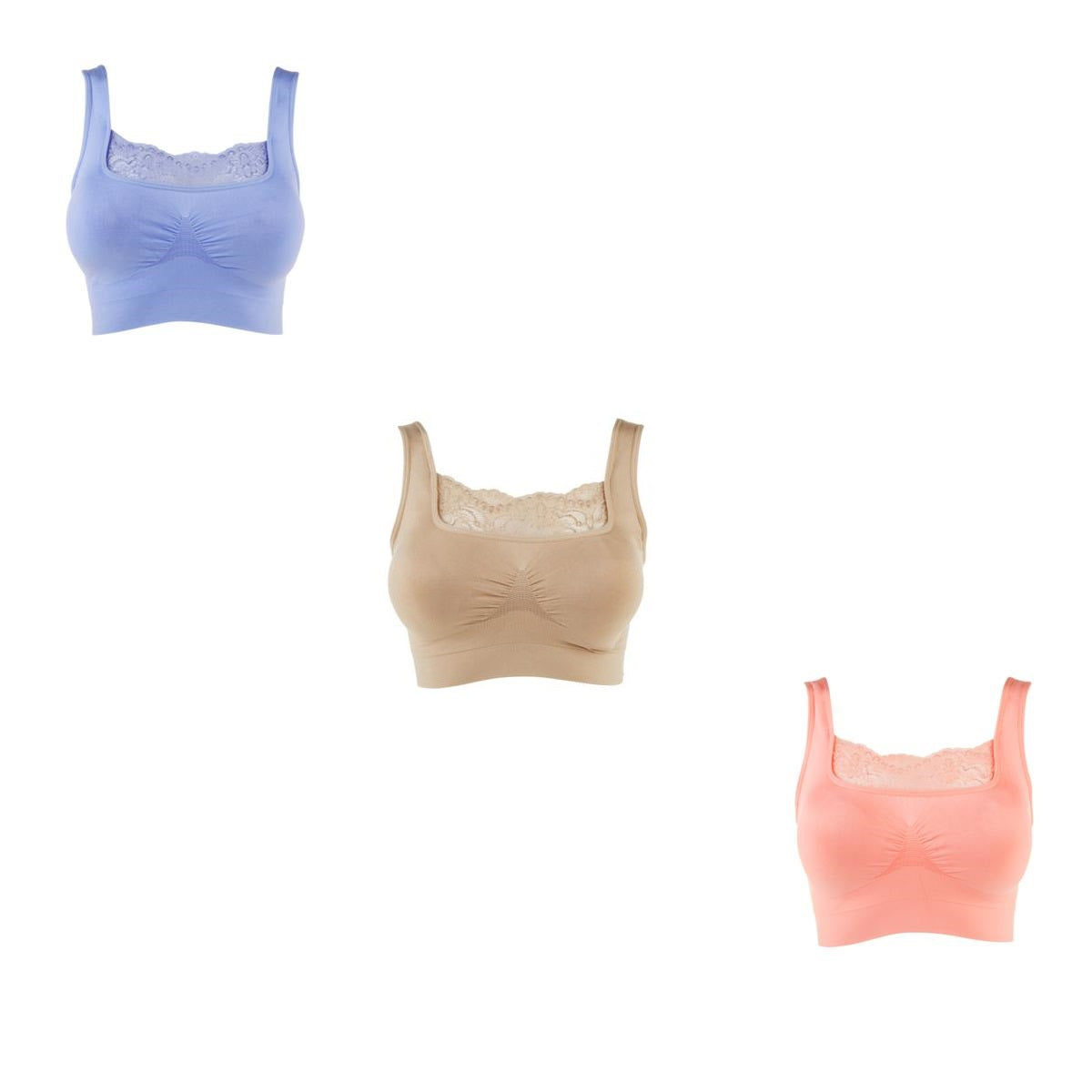 Rhonda Shear 3-pack Ahh Bra with Lace Inset and Removable Pads