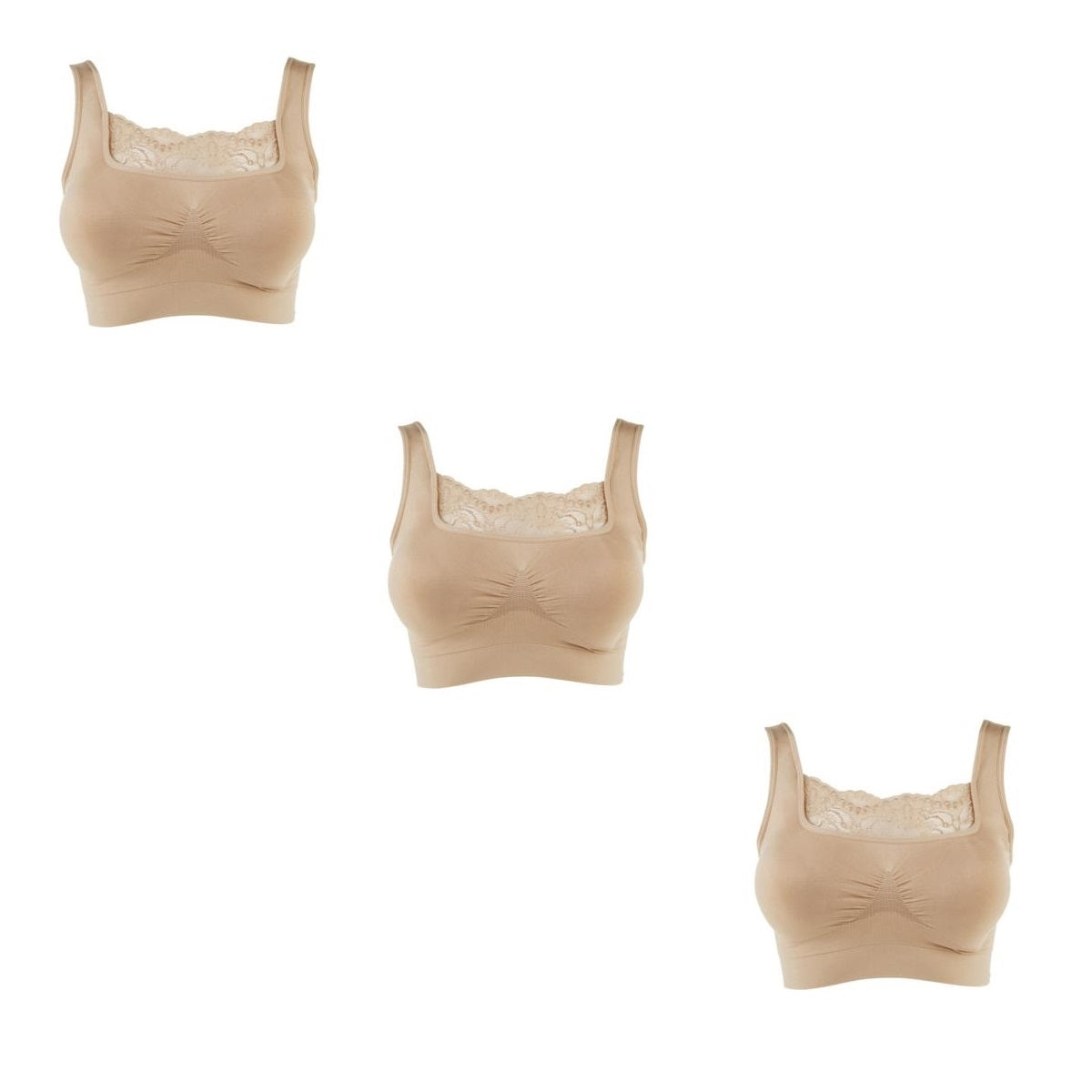 Rhonda Shear 3-pack Ahh Bra with Lace Inset and Removable Pads