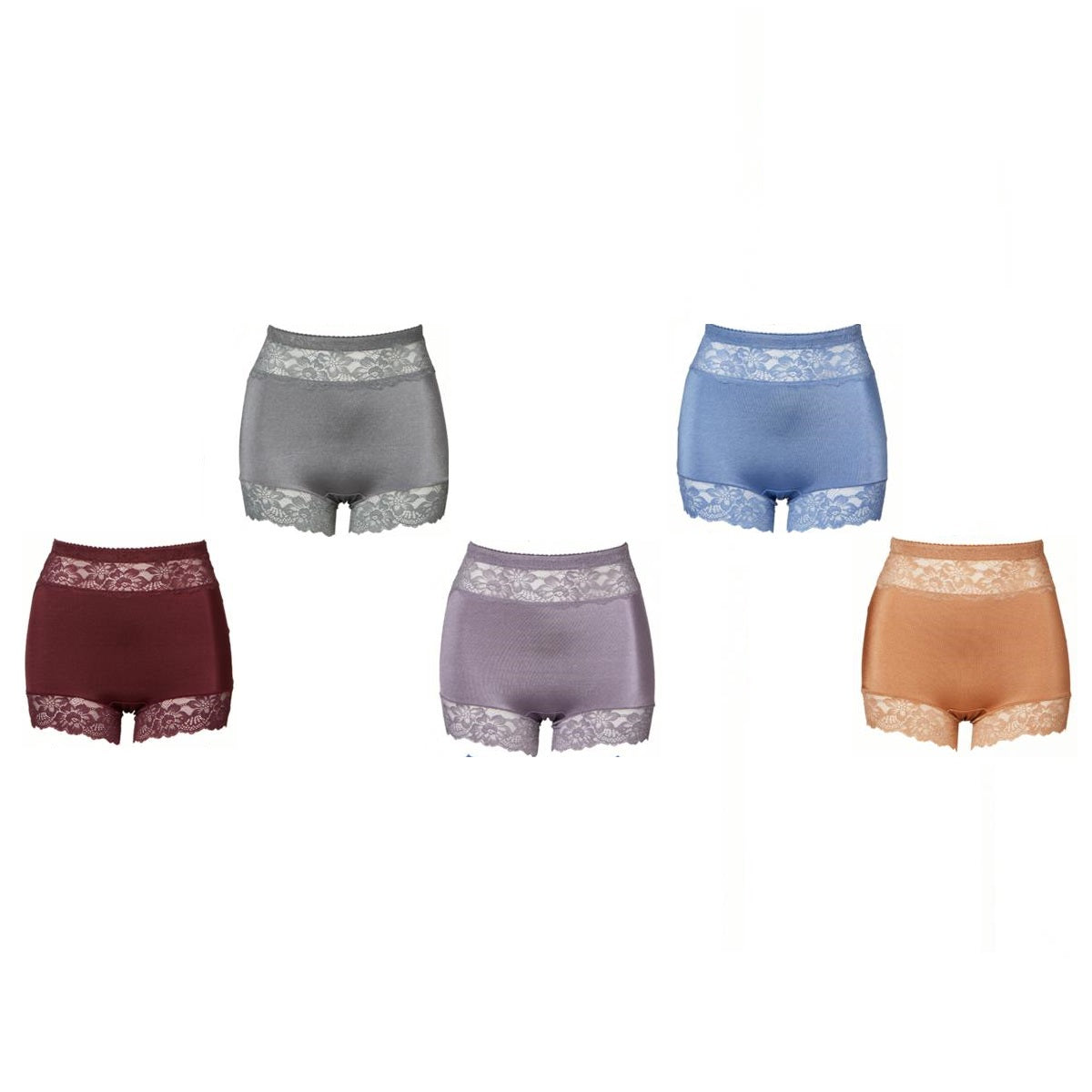 Rhonda Shear 5-pack Pinup Panty with Lace Trim