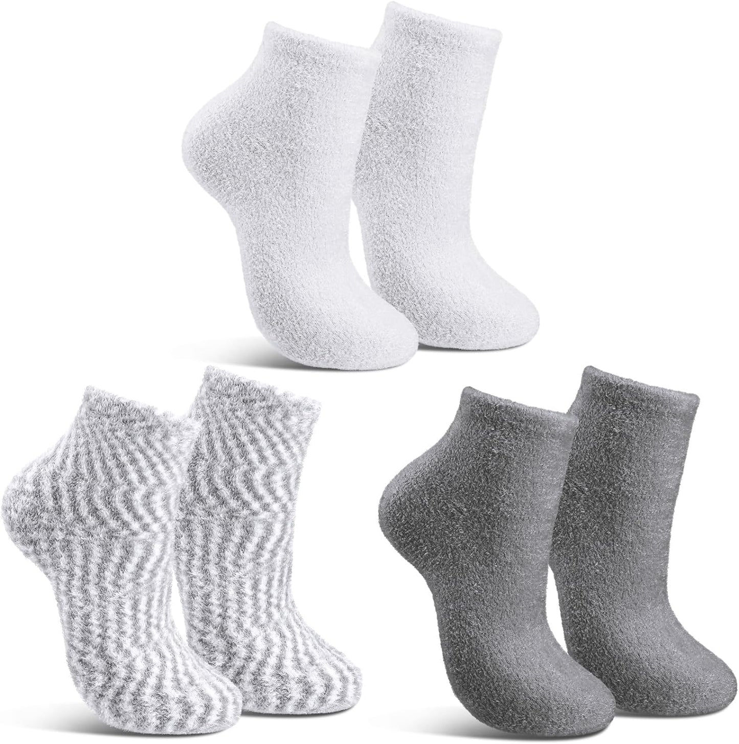 Tarpop 3 Pairs Aloe Socks Moisturizing Spa Socks for Dry Cracked Feet Infused Socks Gel Sleeping Fuzzy Socks Lotion Socks Gift for Christmas Women Men Softening Dry Feet(Gray)