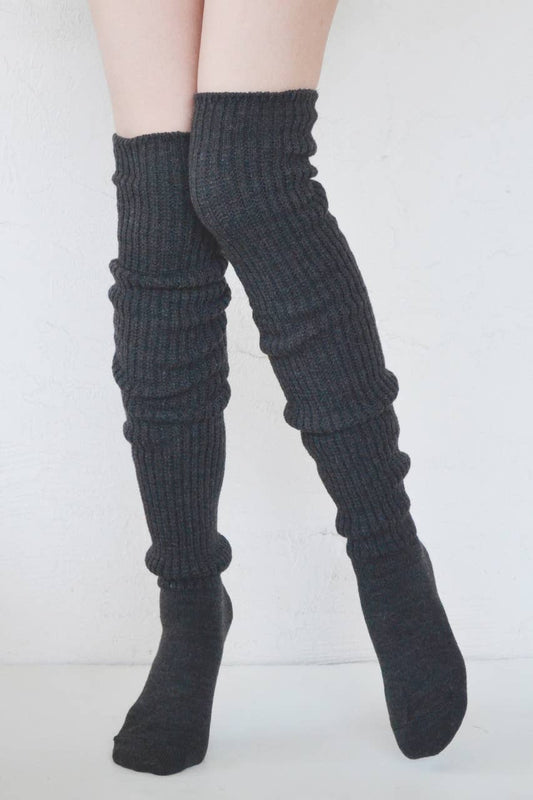 Scrunchy Over the Knee Socks - Dark Grey