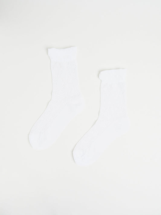 Sheer Diamond Socks in White