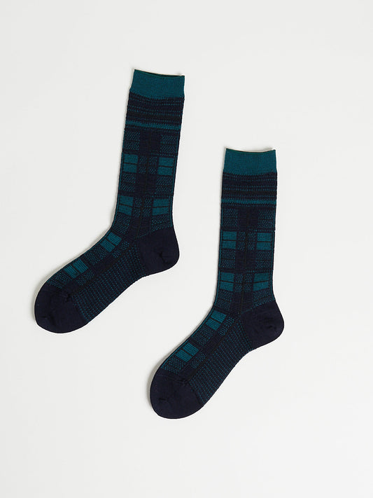 Tartan Check Socks in Navy