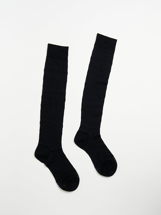 Sheer Stripe Stocking in Black