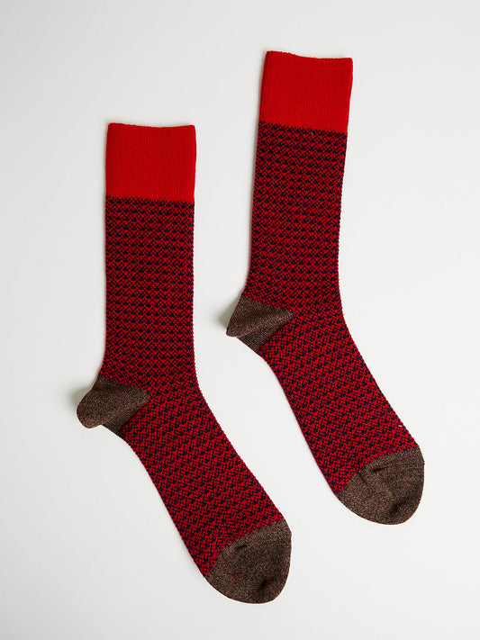 Tweed Jacquard Socks in Red