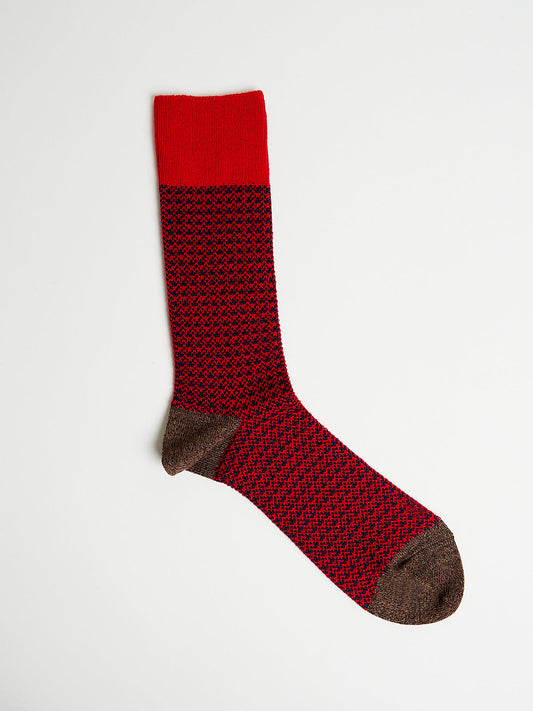 Tweed Jacquard Socks in Red