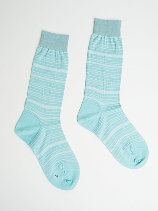 Stripe Socks in Mint Blue
