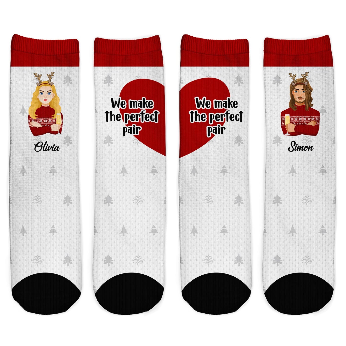The Perfect Pair - Christmas Gift For Couples - Personalized Socks Combo 2 Pairs