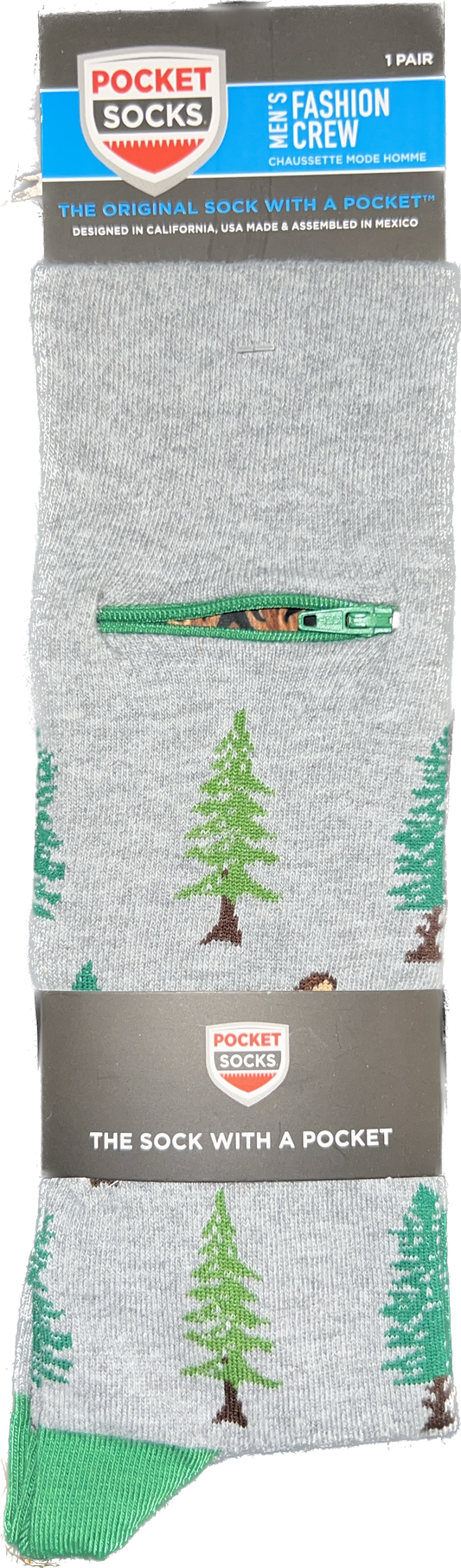 Pocket Socks Sasquatch on Grey