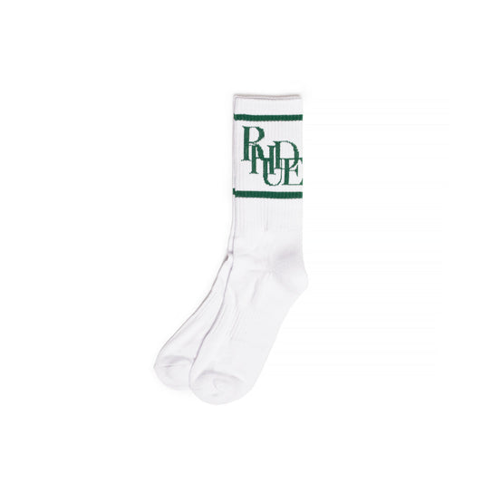 Rhude Mens Scramble Logo Sock 'White/Forest'