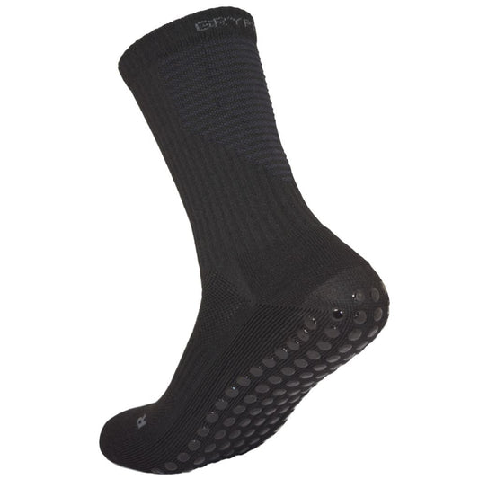 Stealth - All Black Midcalf Length Premium Grip Socks - Size M (6-9 UK)