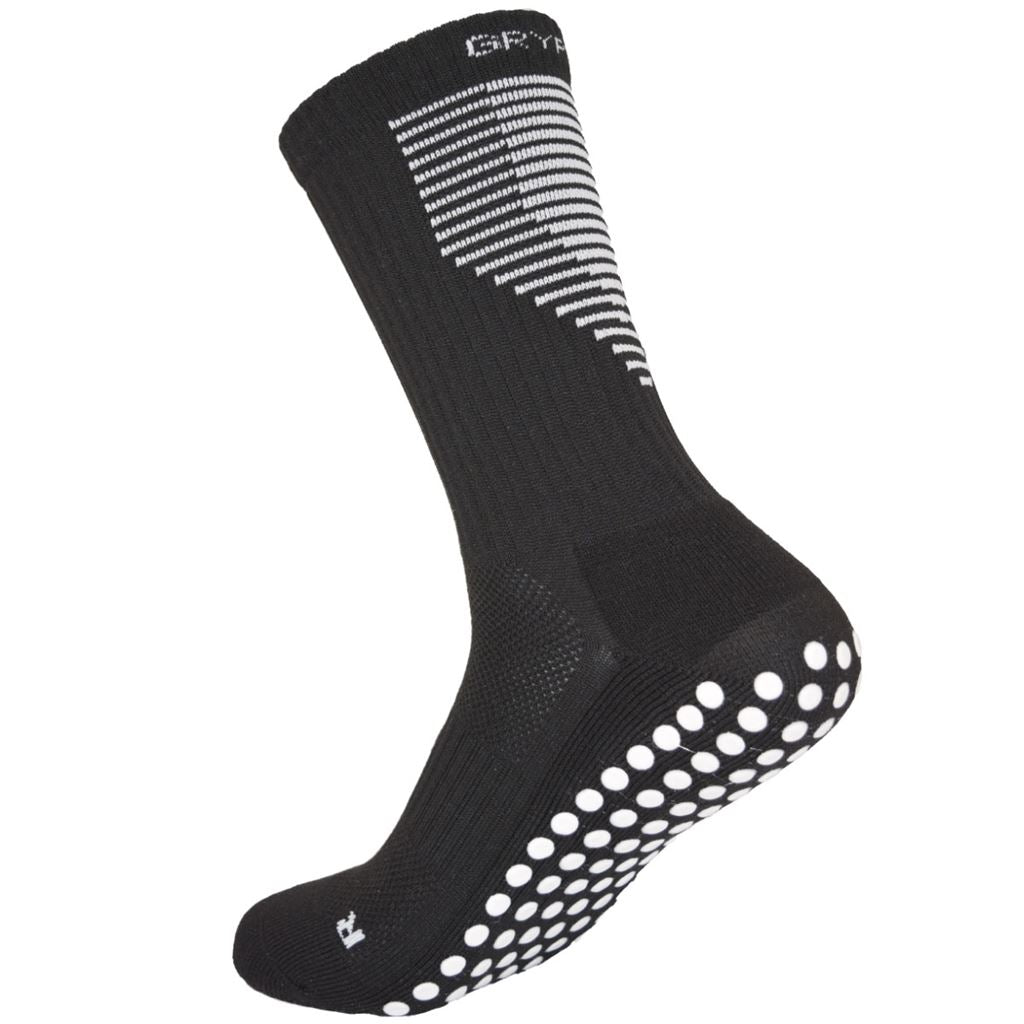 Shadow - Black - White Grip Midcalf Length Premium Grip Socks - Size XS (Kids Age 8-11)