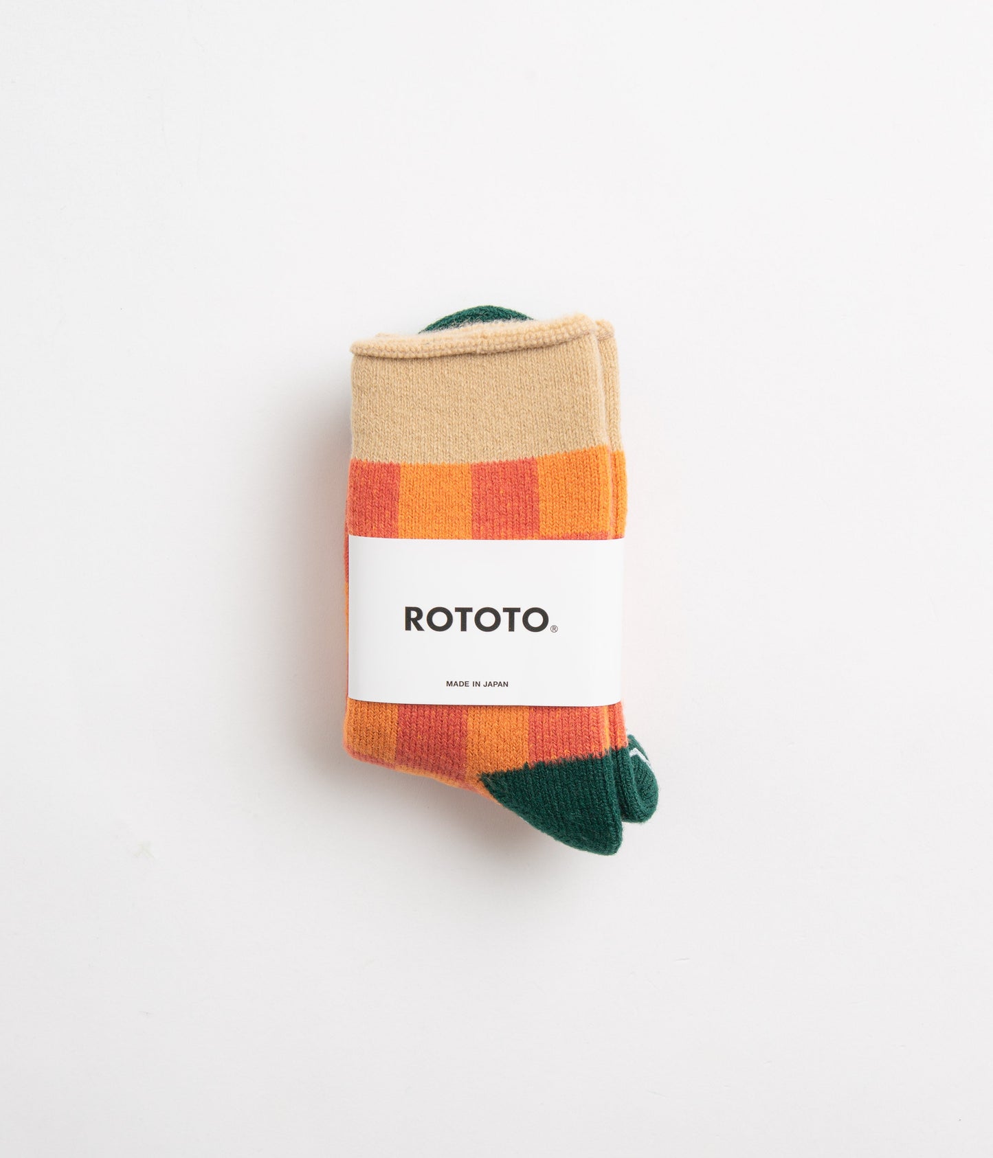 RoToTo Checkerboard Socks - Beige / Dark Green