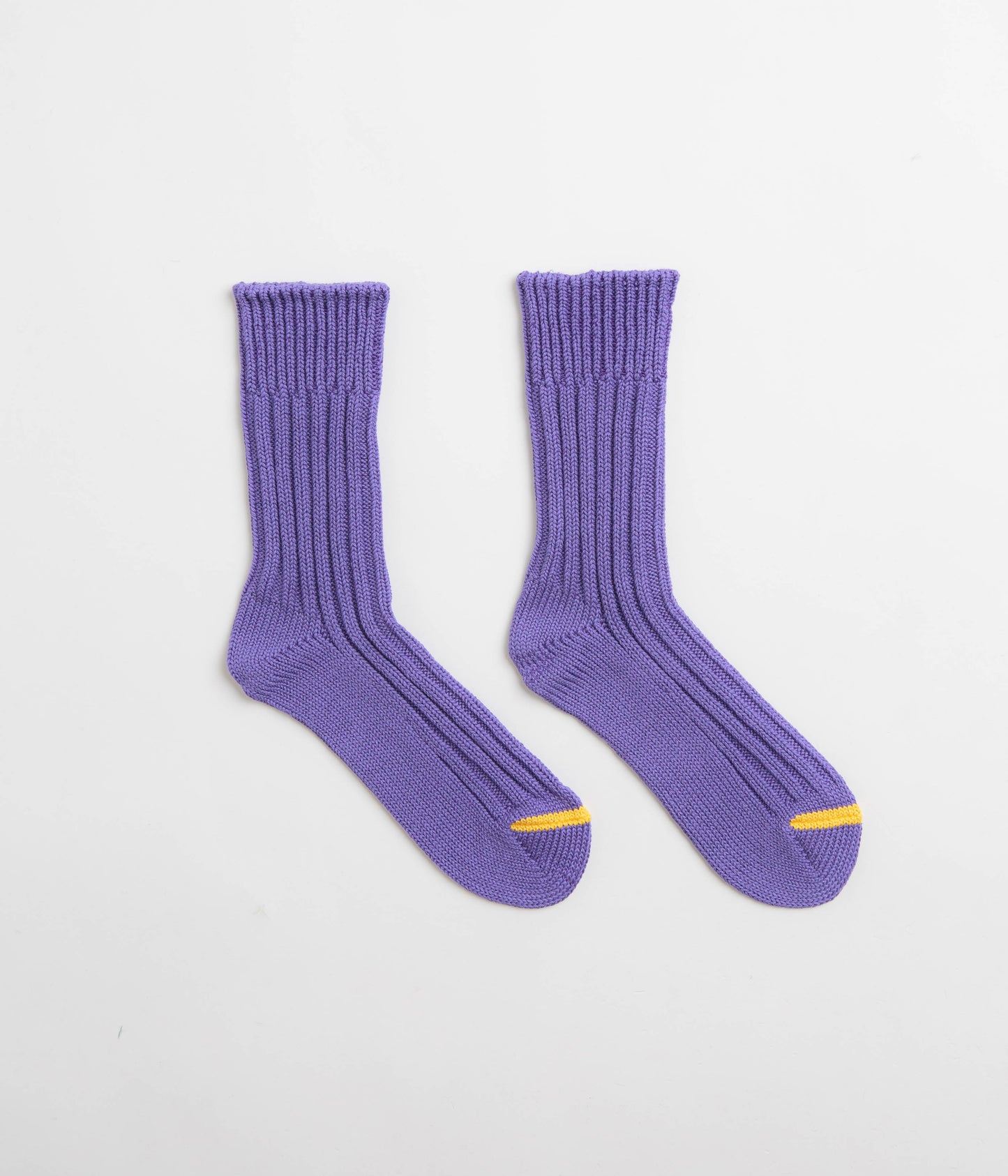 RoToTo Chunky Ribbed Crew Socks - Purple / Yellow