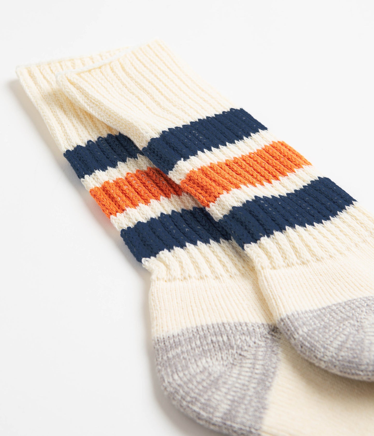 RoToTo Coarse Ribbed Crew Socks - Blue / Orange