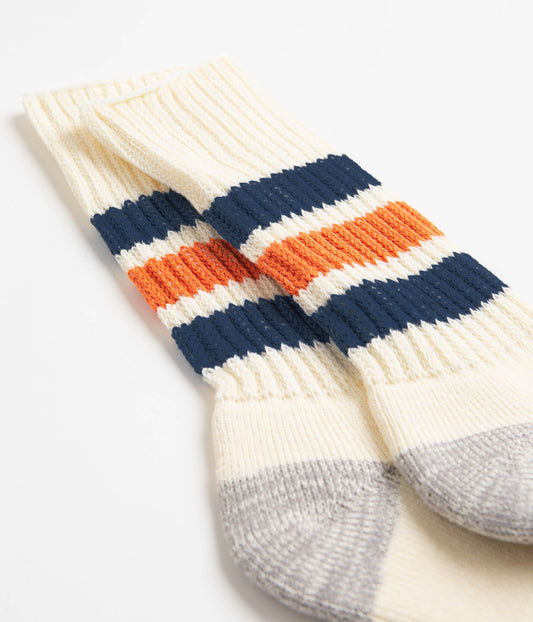 RoToTo Coarse Ribbed Crew Socks - Blue / Orange