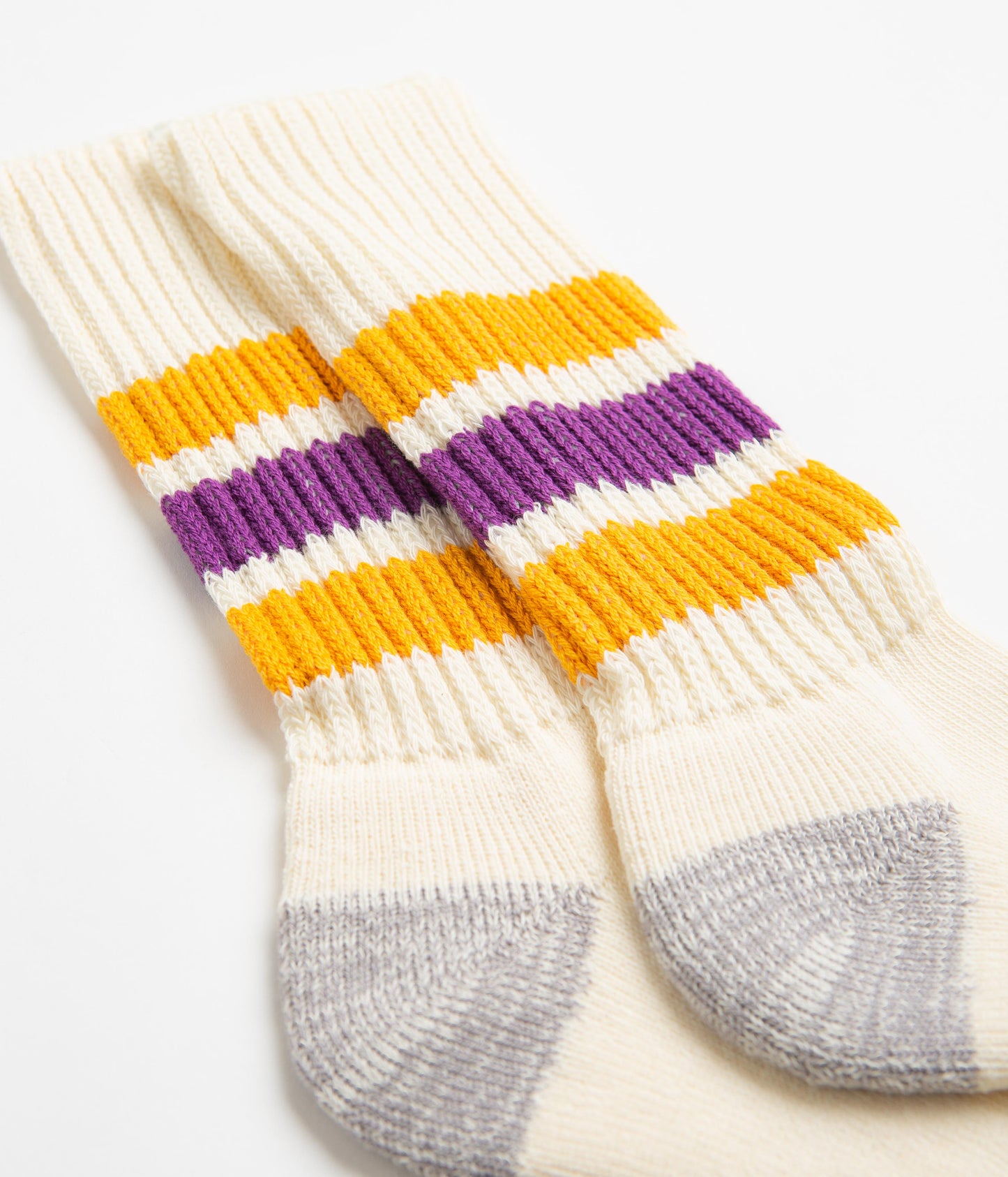 RoToTo Coarse Ribbed Crew Socks - Yellow / Purple