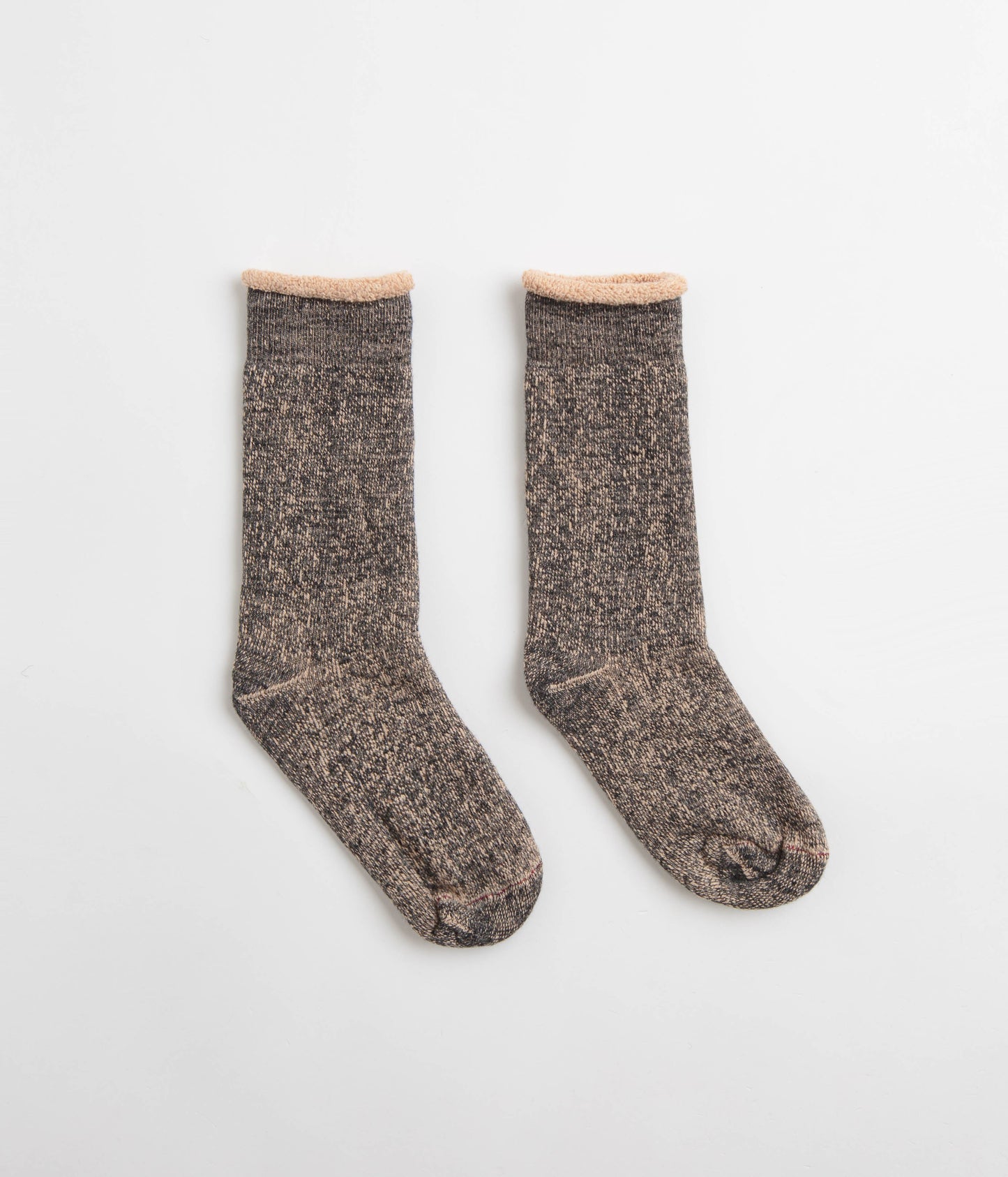 RoToTo Double Face Crew Socks - Black / Brown