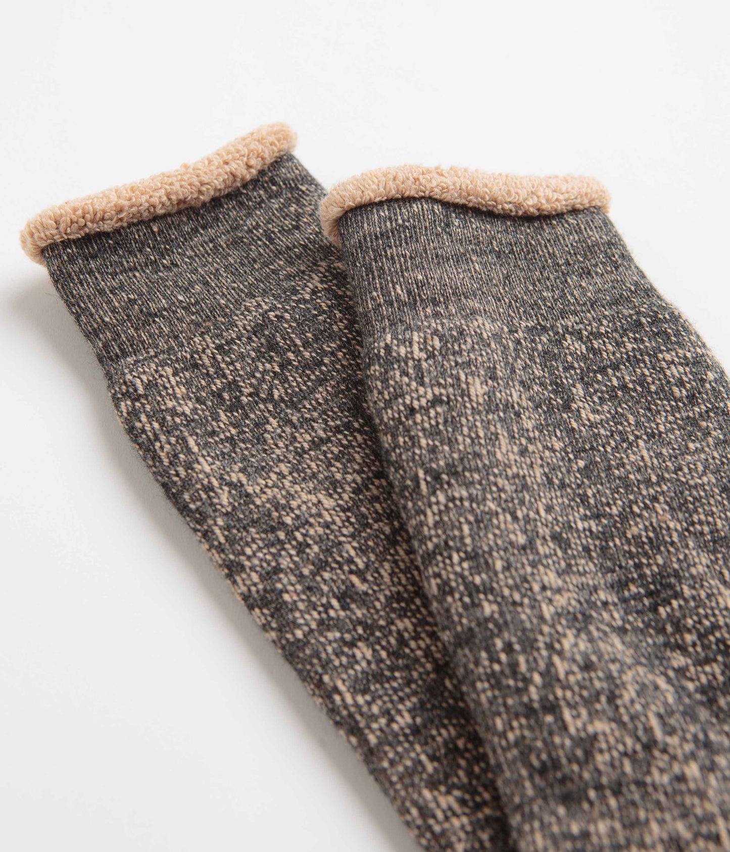 RoToTo Double Face Crew Socks - Black / Brown