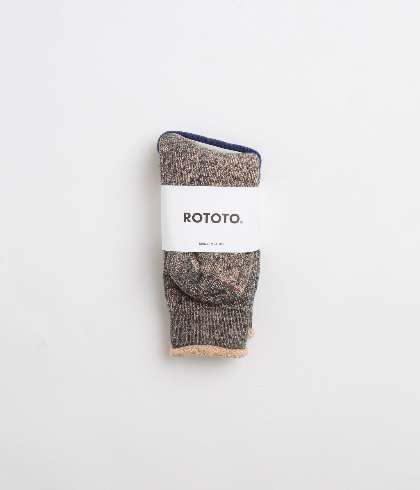 RoToTo Double Face Crew Socks - Black / Brown