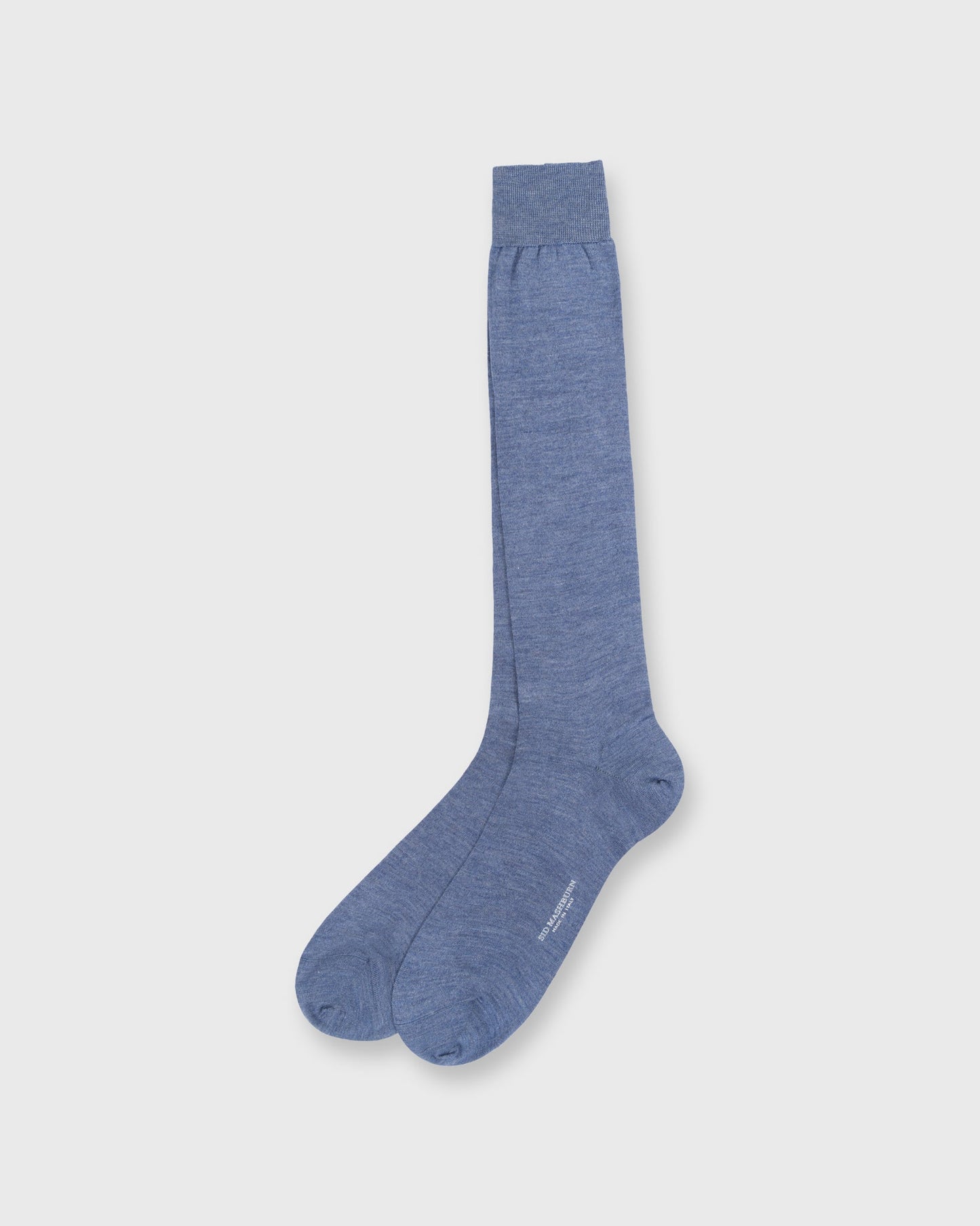 Over-The-Calf Dress Socks in Heather Blue Cashmere/Silk